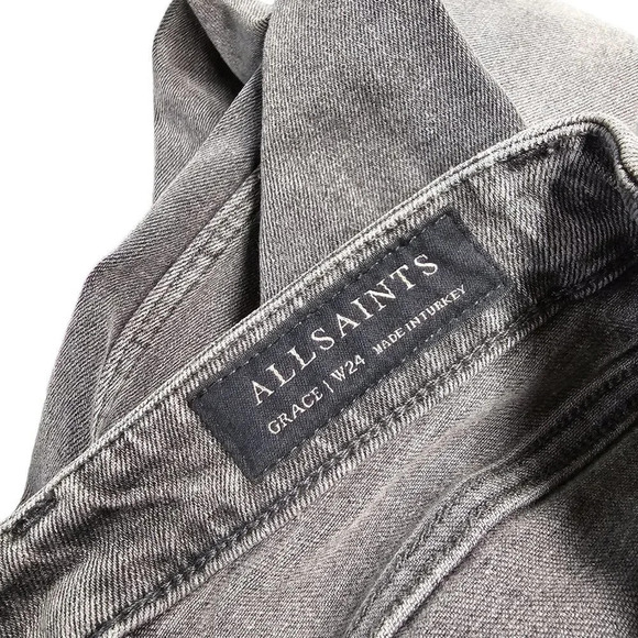 All Saints Womens Grace Slashed  Skinny Jeans Gray Wash Size 24 - Picture 5 of 10